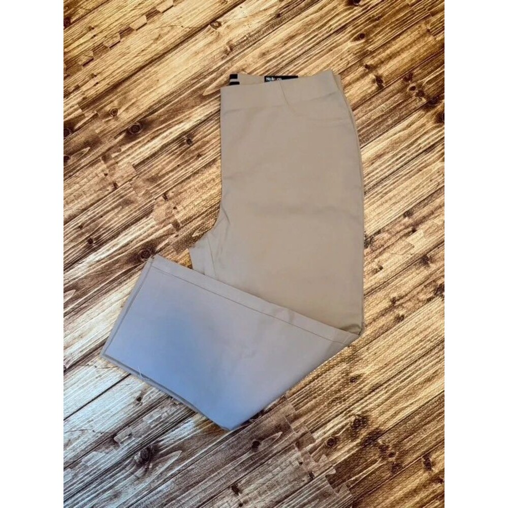 Women's Mid-Rise Comfort Waist Beige Capri Pants
